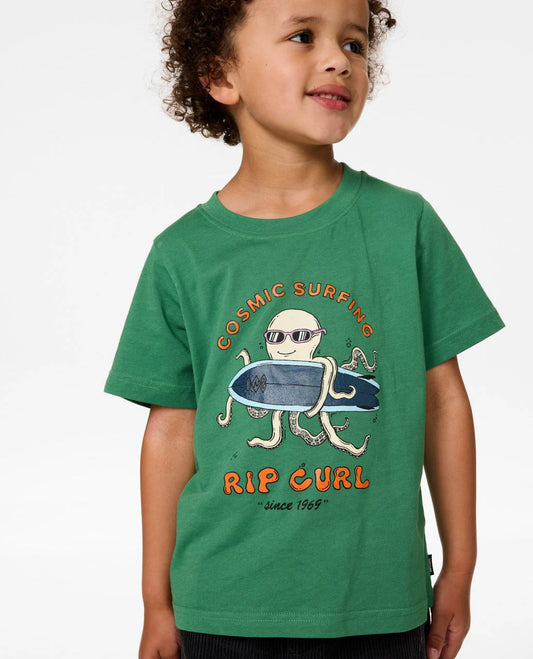 RIP CURL Cosmic Surfing Tee Green 1-8 years