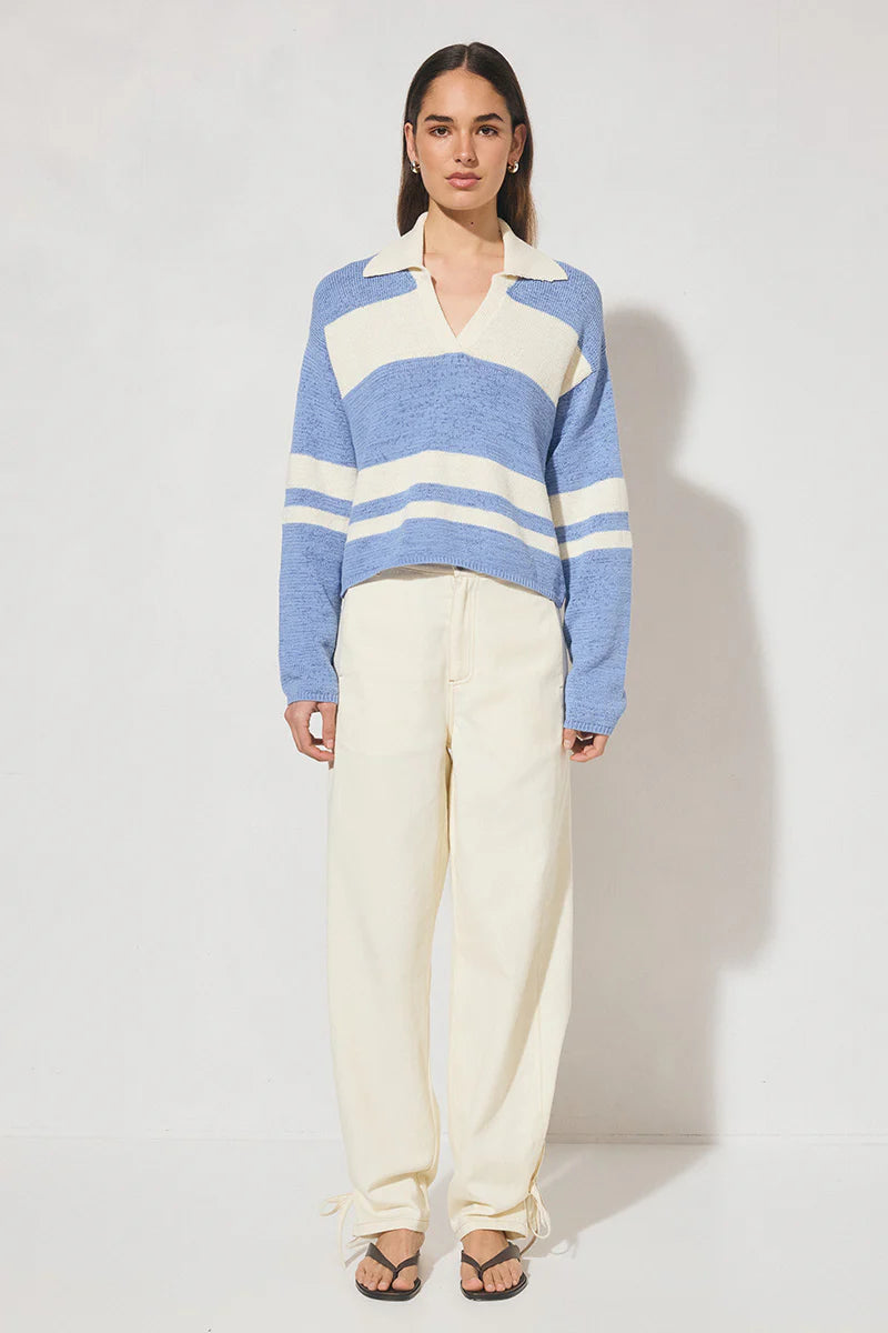 MON RENN Cosmo Knit Jumper Blue Cream Stripe