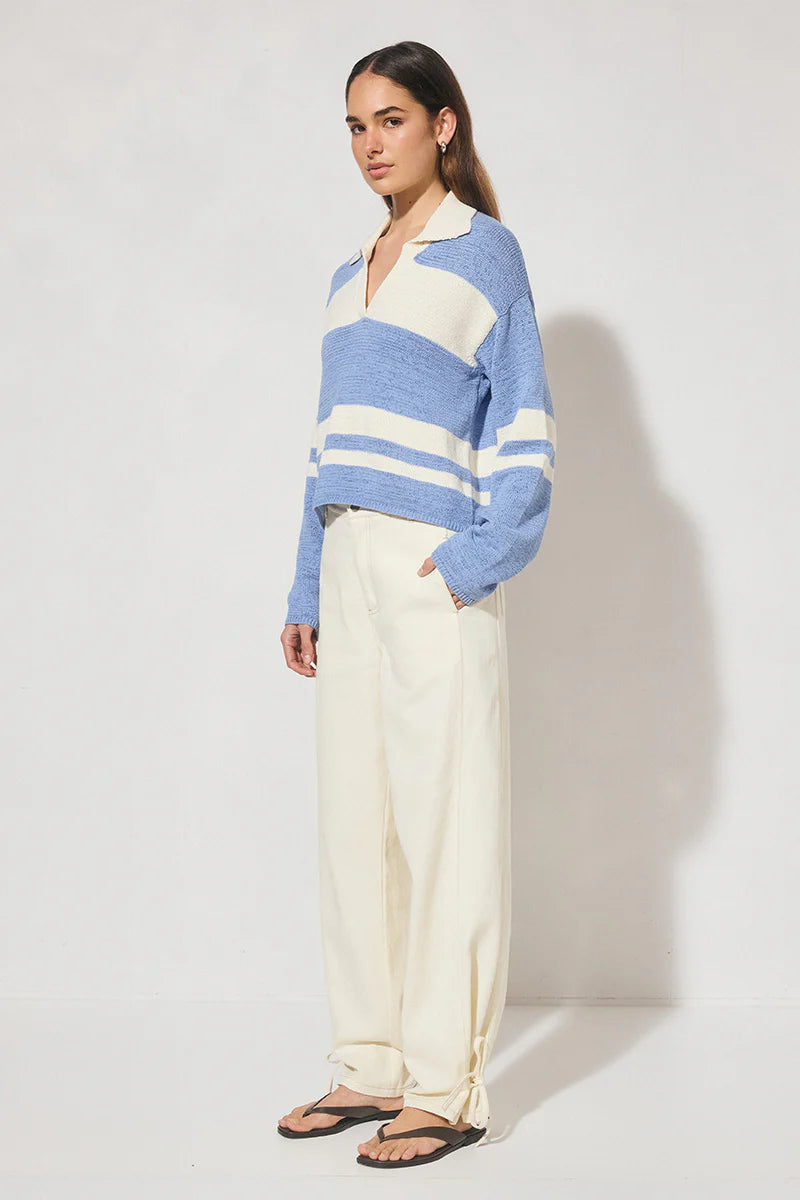 MON RENN Cosmo Knit Jumper Blue Cream Stripe