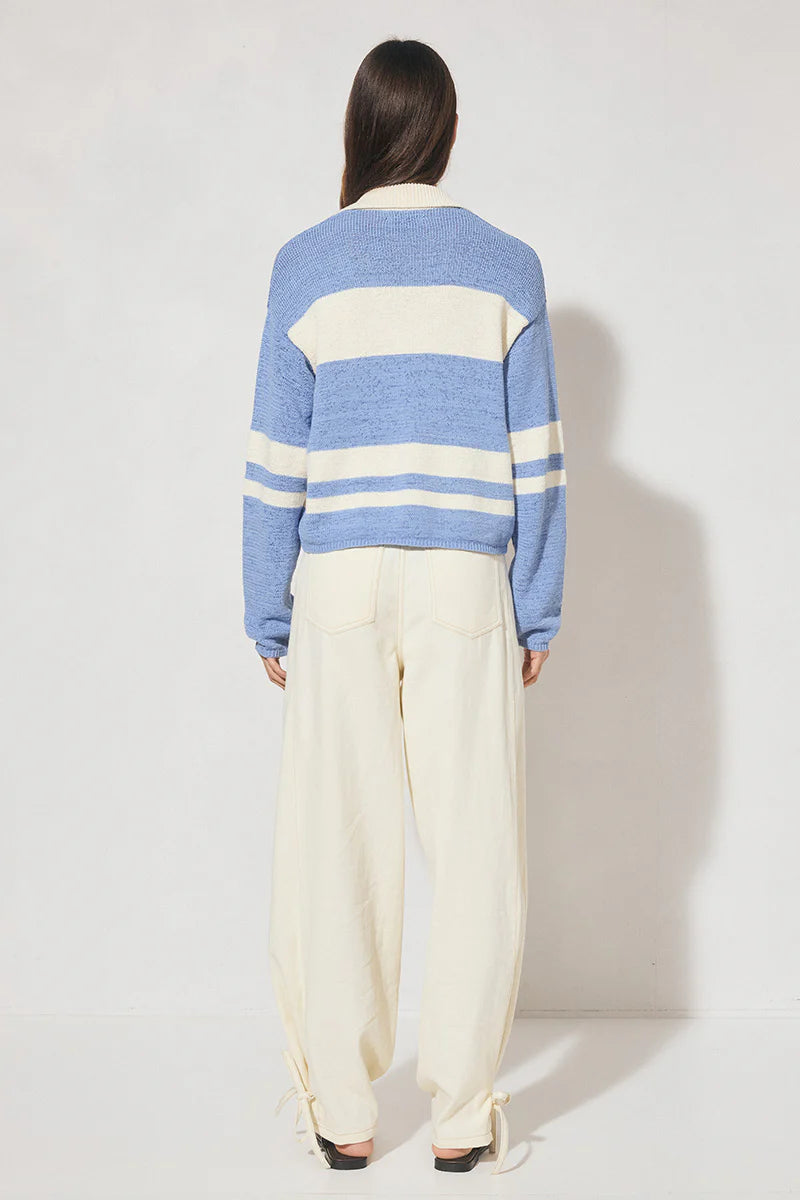 MON RENN Cosmo Knit Jumper Blue Cream Stripe