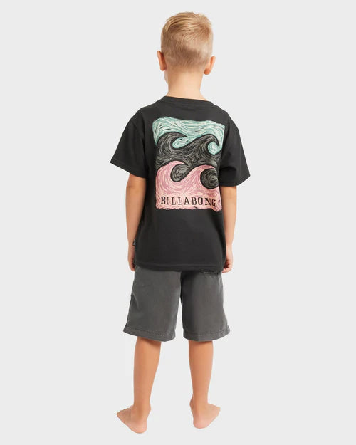 BILLABONG Groms Crayon Wave Tee Washed Black 0-7 years