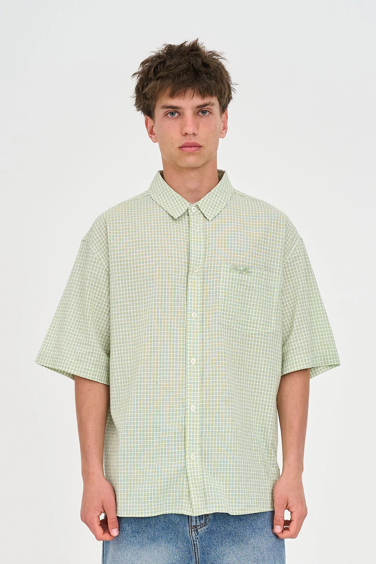 HUFFER Crosby Short Sleeve Shirt Matcha
