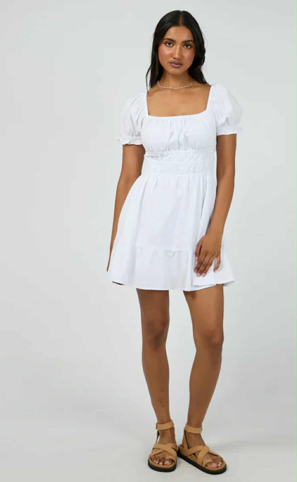 HUFFER Essential Short Sleeve Mini Dress White