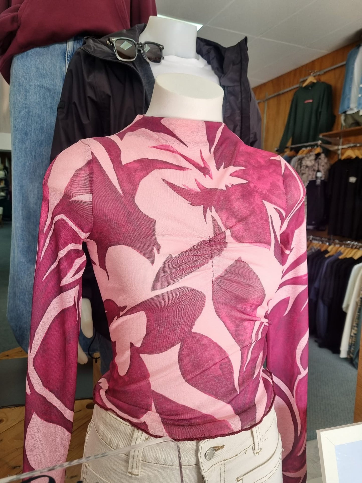MON RENN Peta Mock Neck Painterly Floral