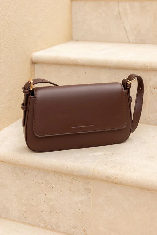 AMONG THE BRAVE Date Night Dark Coffee Pu Leather Shoulder Bag