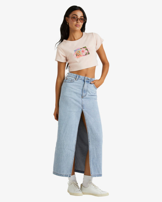 RVCA Denim Midi Skirt Vintage Blue