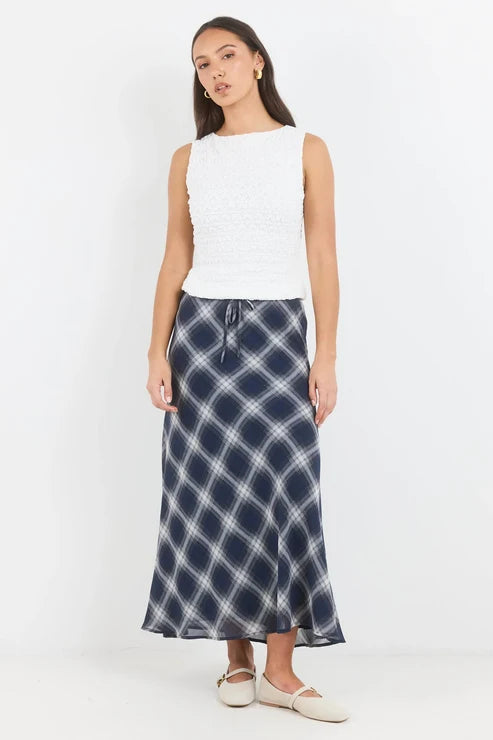 IVY + JACK Drifter Navy Check Maxi Skirt