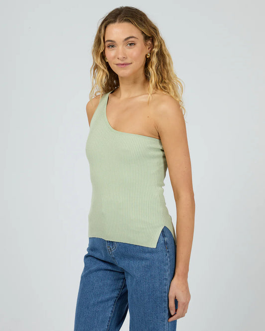 Silent Theory Dustin One Shoulder Top Sage