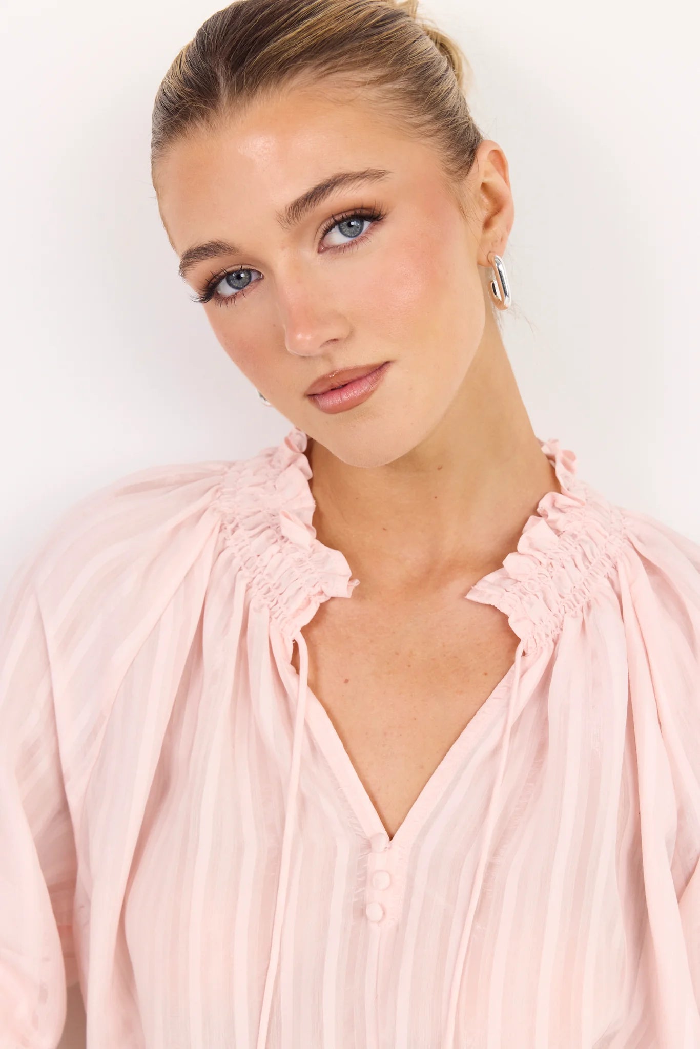 AMONG THE BRAVE Expedition Blush Self Stripe Shirt Top