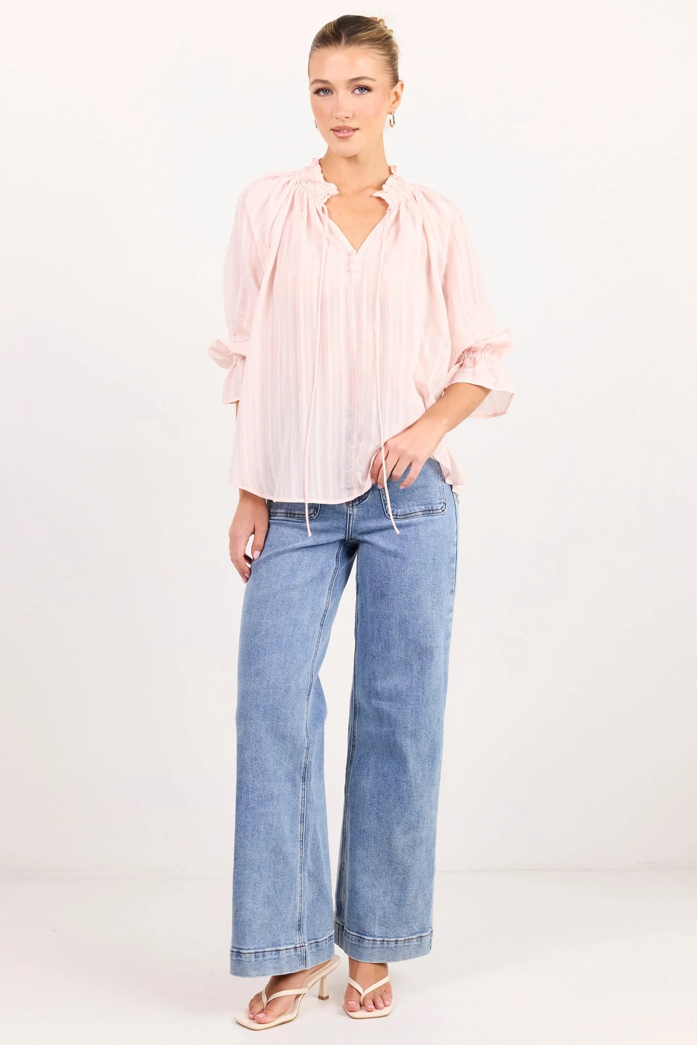 AMONG THE BRAVE Expedition Blush Self Stripe Shirt Top