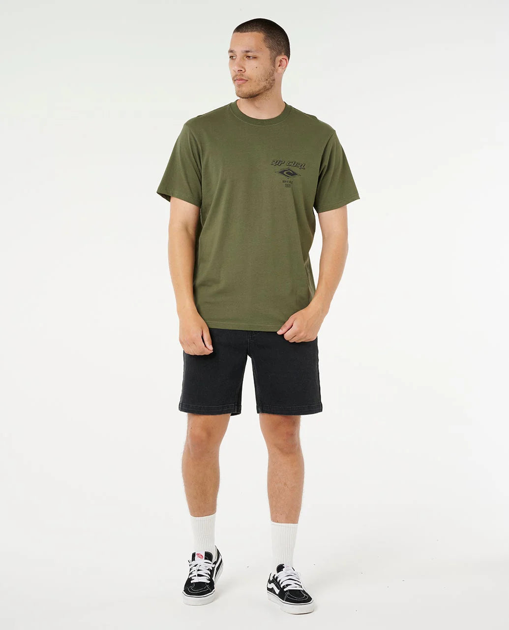 RIP CURL Fade Out Icon Tee Deep Cactus