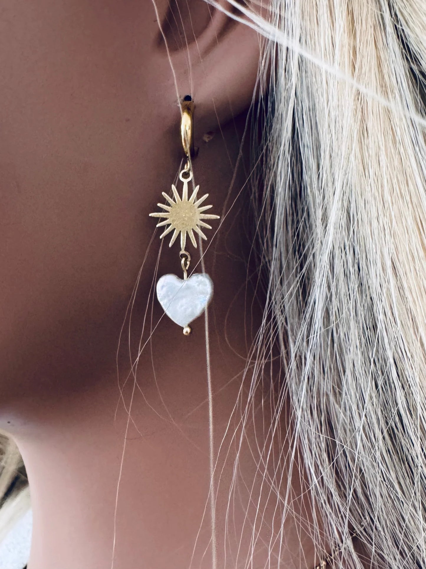 TWIGG JEWELLERY Farrah Heart Drop Earrings