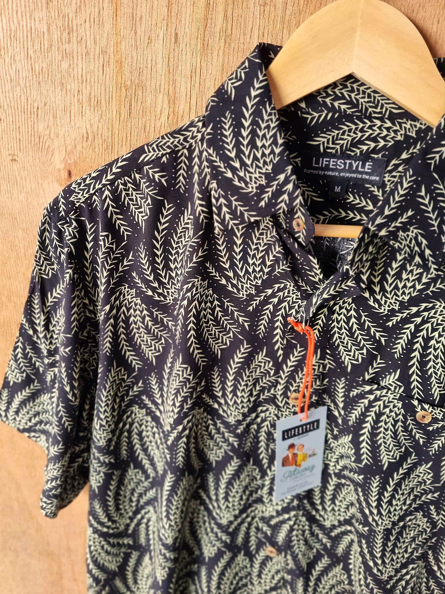 LICHFIELD Lifestyle Getaway Shirt Black Palm Print
