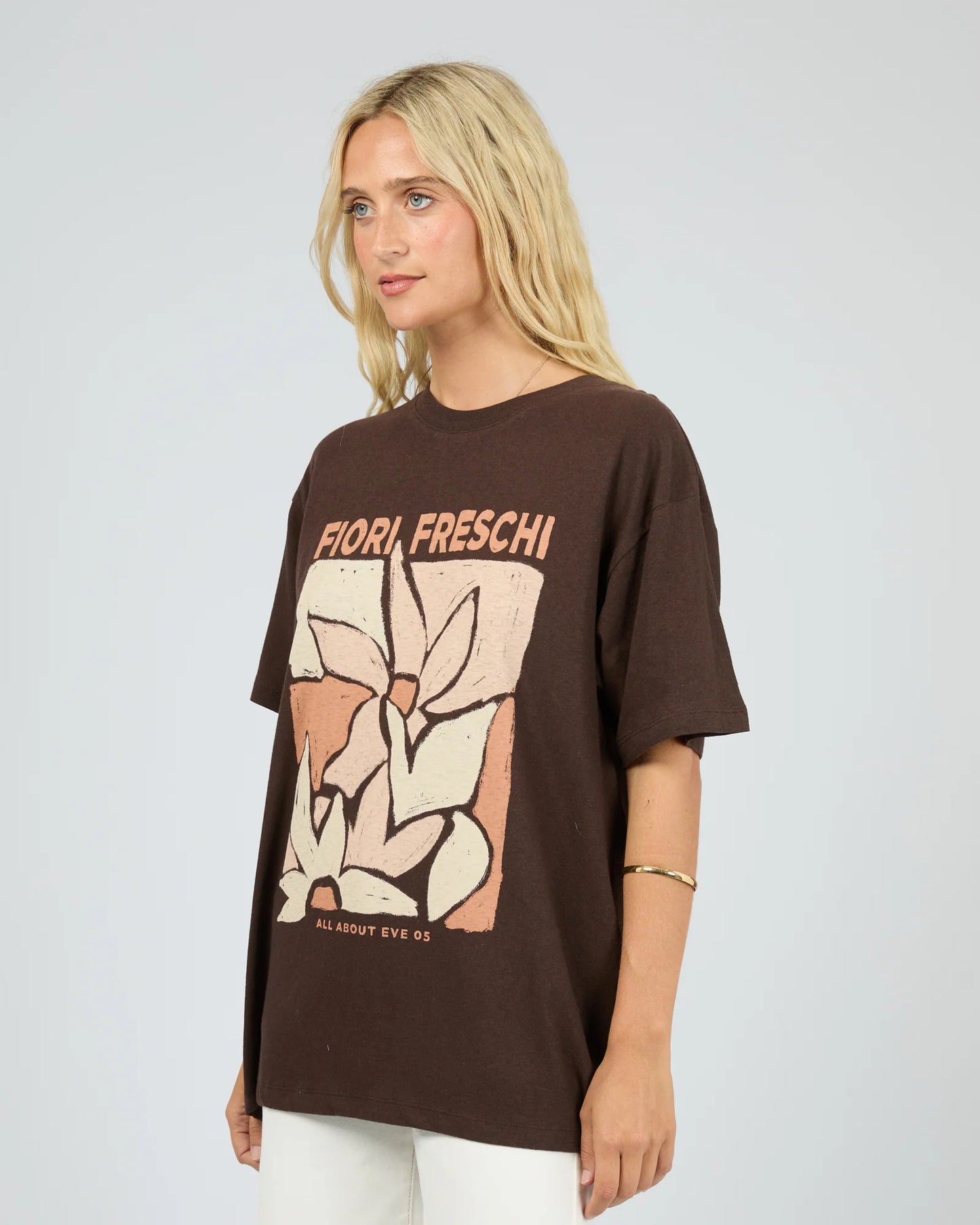 ALL ABOUT EVE Fiori Freschi Relaxed Tee Chocolate Brown