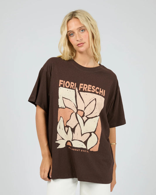 ALL ABOUT EVE Fiori Freschi Relaxed Tee Chocolate Brown