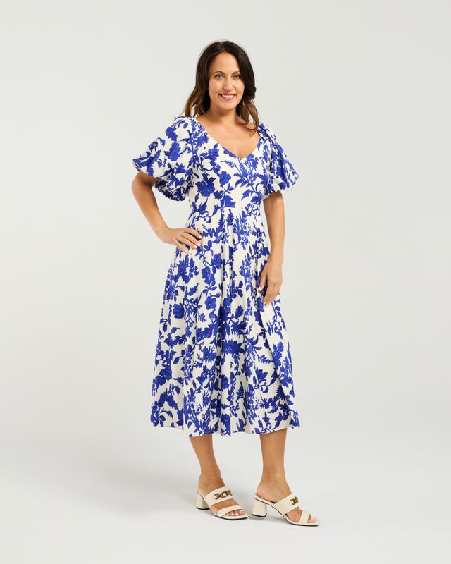 SEDUCE Gabrielle Dress Cobolt Blossom