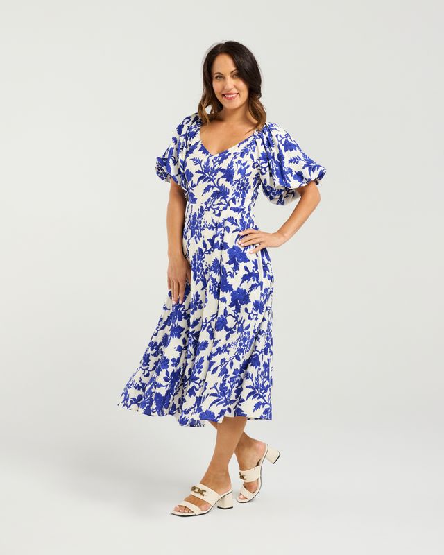 SEDUCE Gabrielle Dress Cobolt Blossom