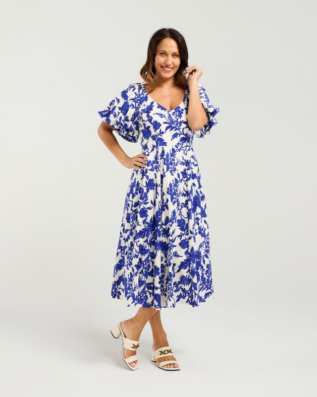 SEDUCE Gabrielle Dress Cobolt Blossom