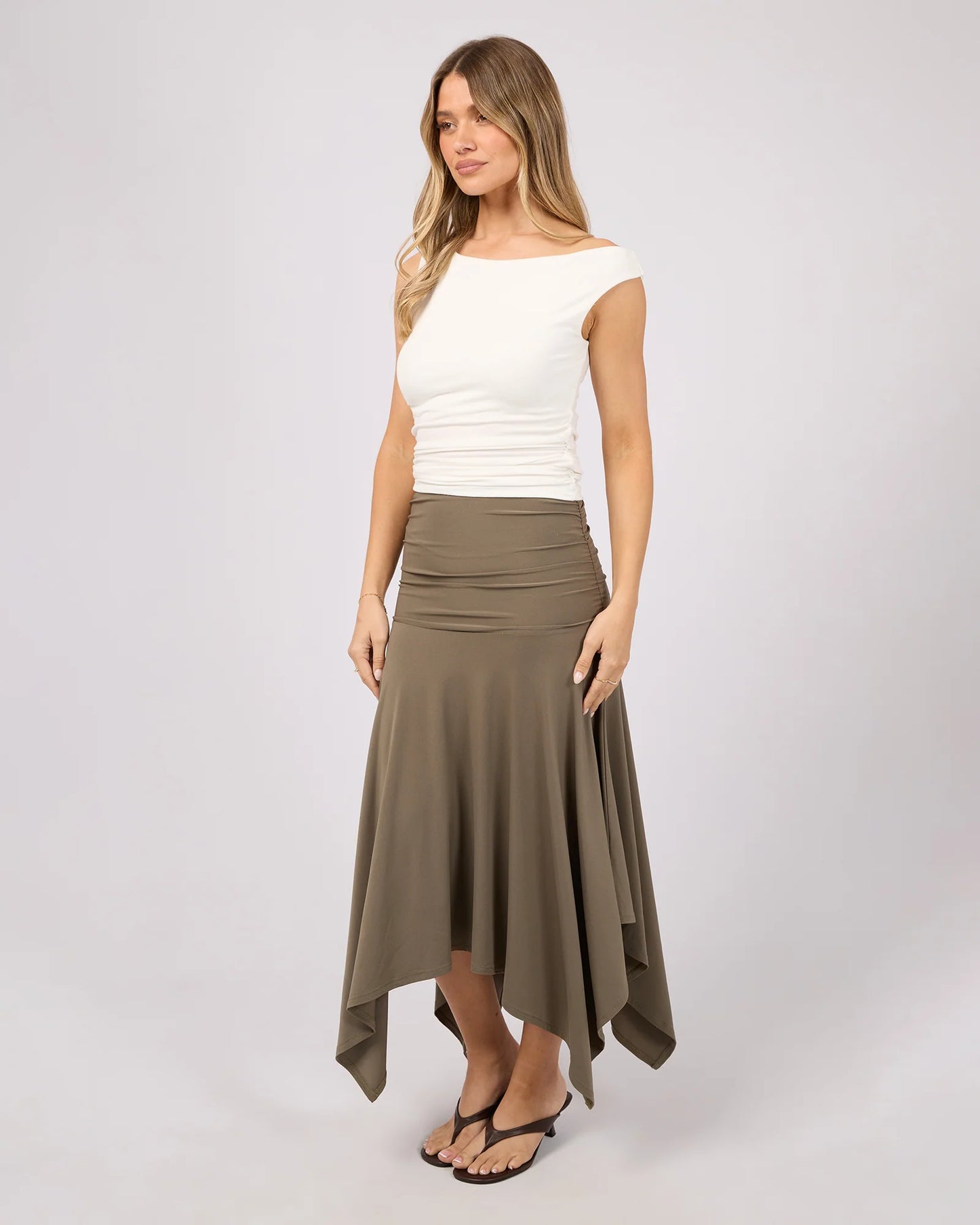ALL ABOUT EVE Gemma Midi Skirt Khaki
