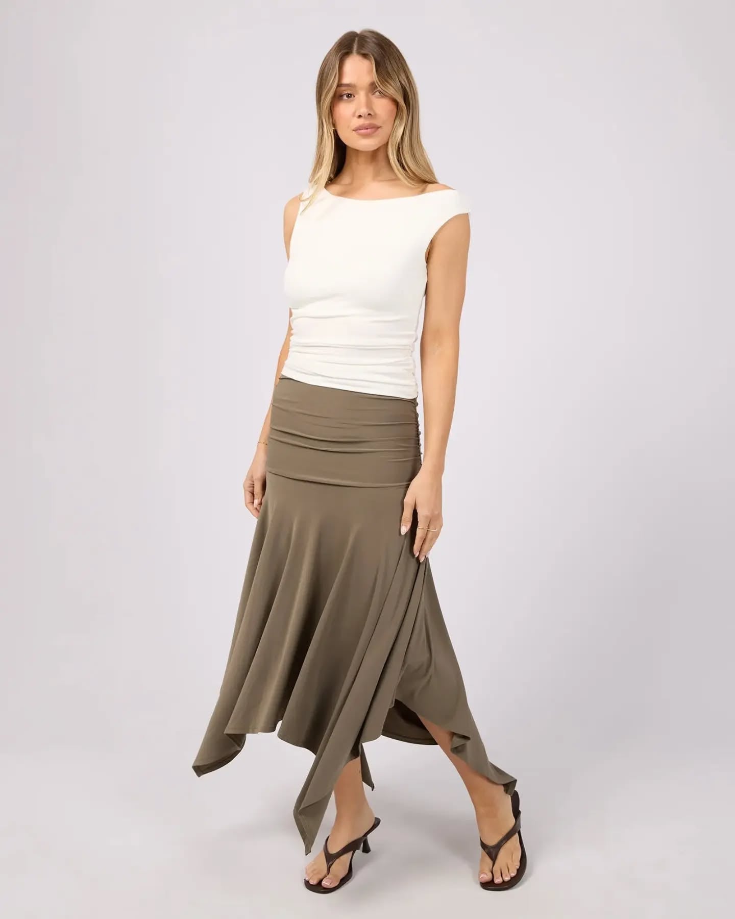 ALL ABOUT EVE Gemma Midi Skirt Khaki
