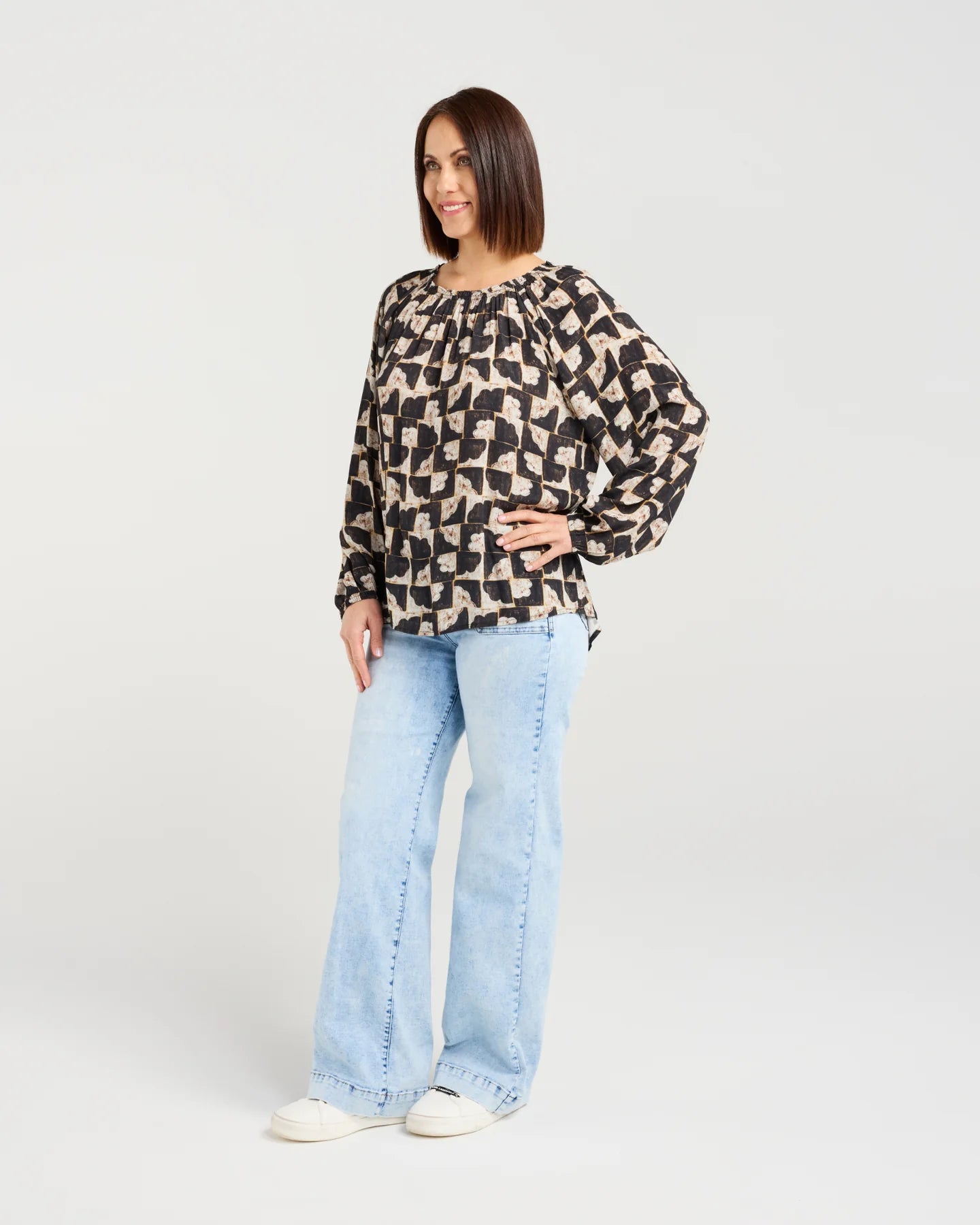 ZAFINA Gloria Top Golden Grid