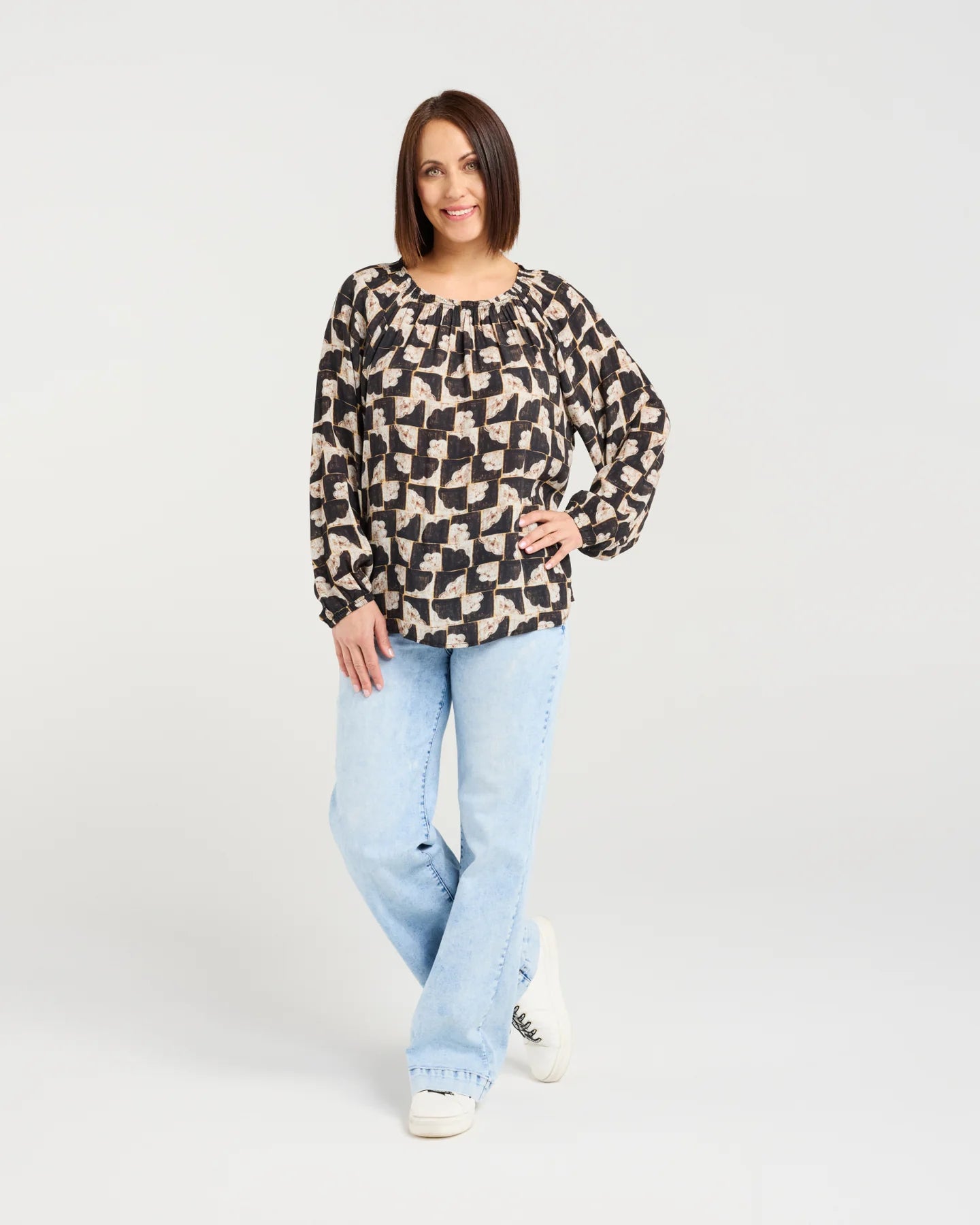 ZAFINA Gloria Top Golden Grid