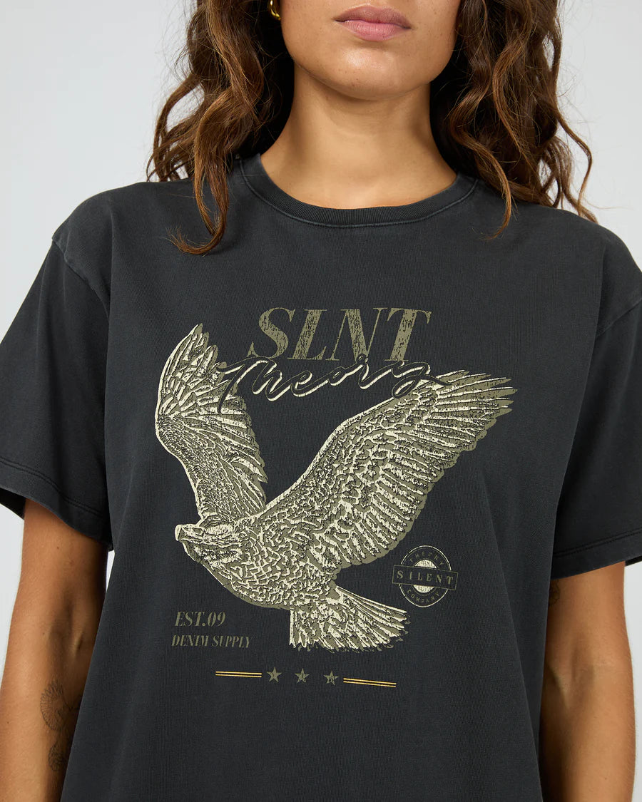 SILENT THEORY Handdrawn Tee Washed Black