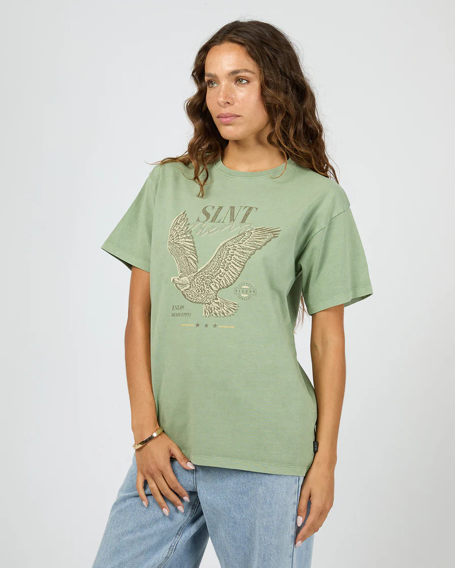 SILENT THEORY Handdrawn Tee Sage Green