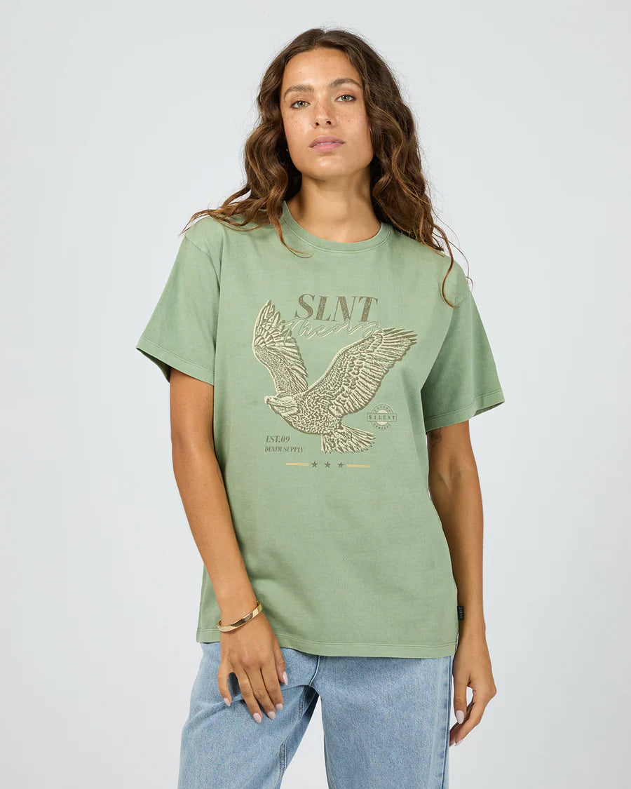 SILENT THEORY Handdrawn Tee Sage Green
