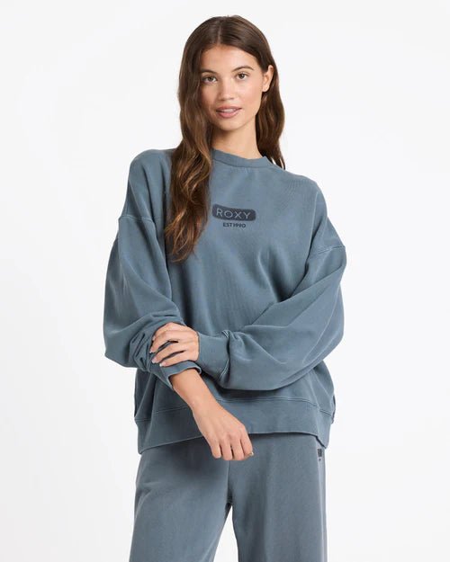 ROXY Heading Out Oversize Crew Dark Slate