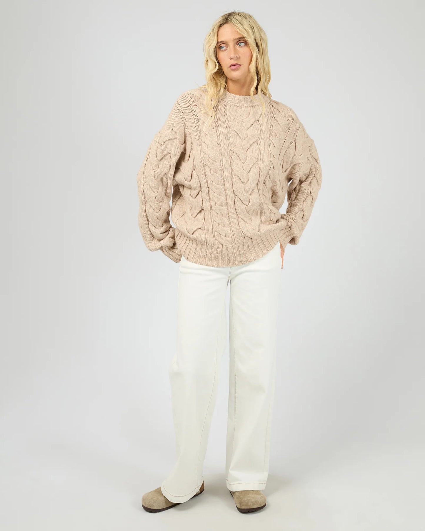 ALL ABOUT EVE Higgins Cable Knit Oat