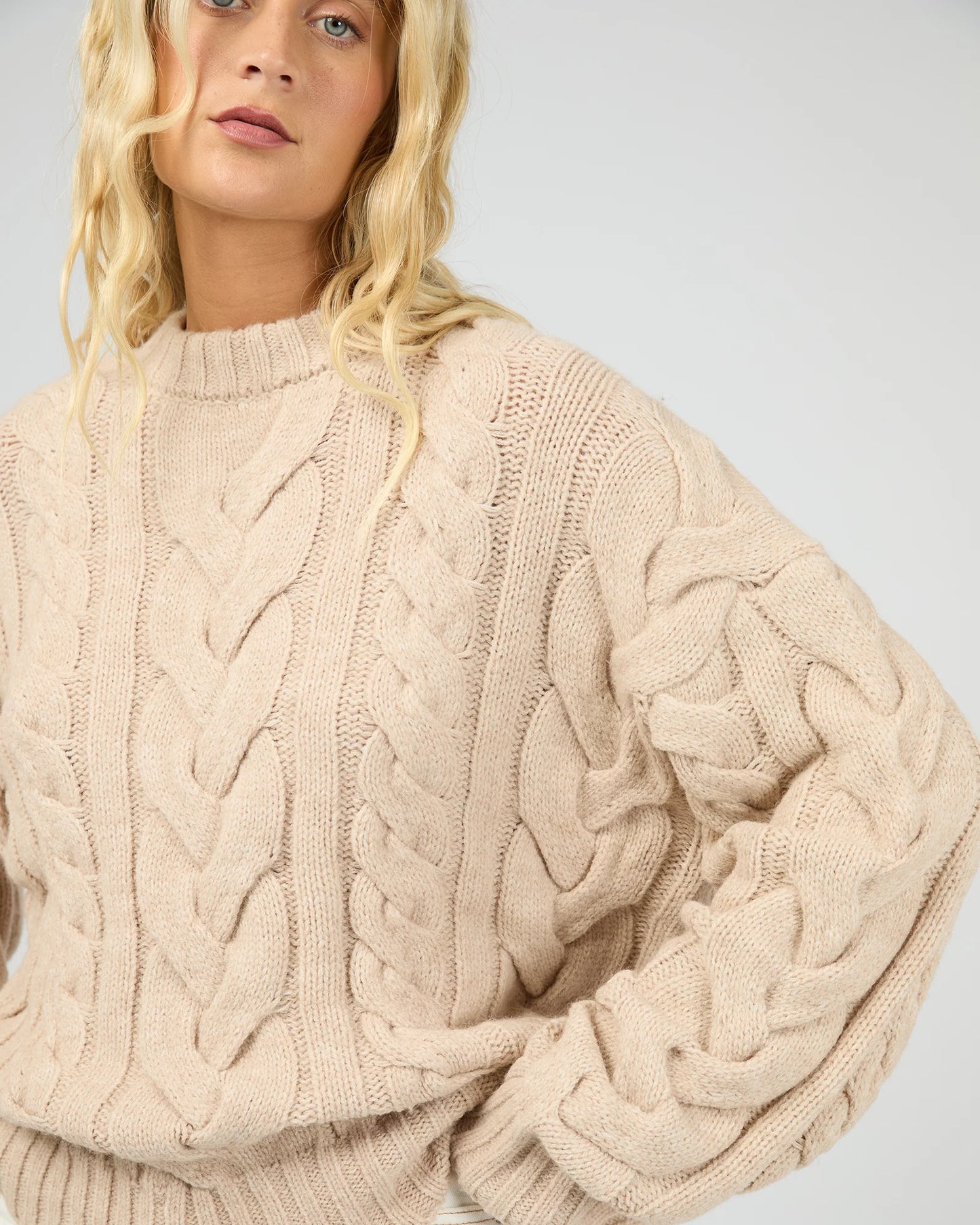 ALL ABOUT EVE Higgins Cable Knit Oat