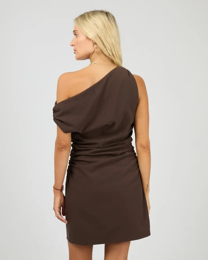 ALL ABOUT EVE Ida Asym Mini Dress Brown