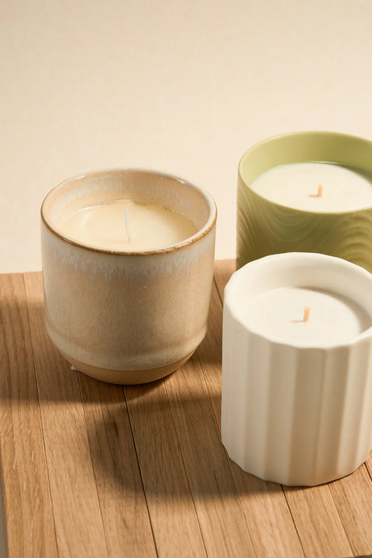 FLO'S HOME Ivory Glazed Ceramic Soy Wax Candle