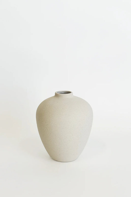 HAYZ HOMEWARES Ivory Textured Ceramic Orb Shape Flower Vase 16cm