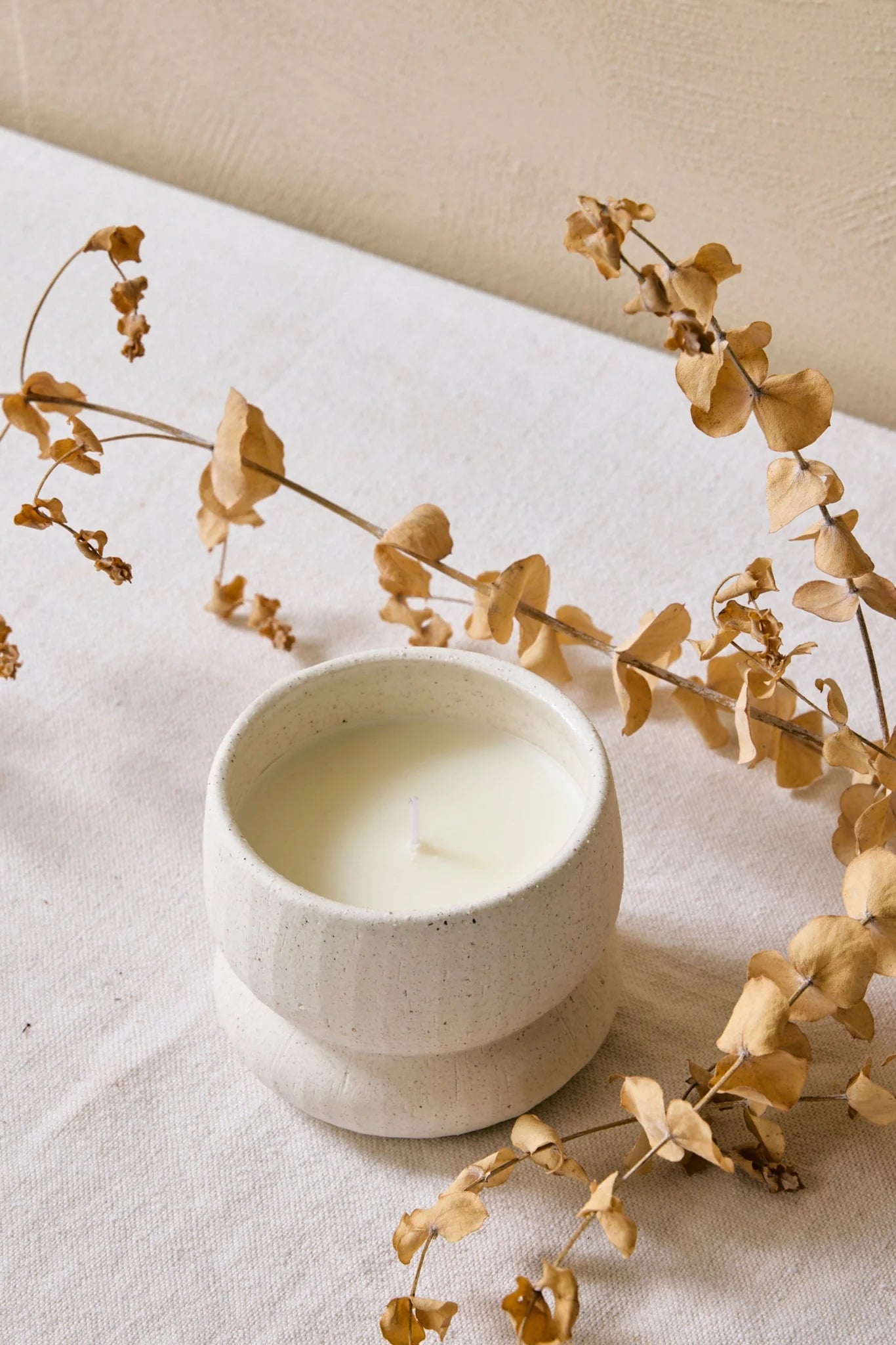 HAYZ HOMEWARES Ivory Textured Stone Soy Wax Candle