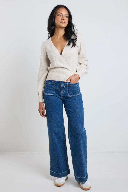 IVY + JACK Charm Oat Marle Wrap Knit Top
