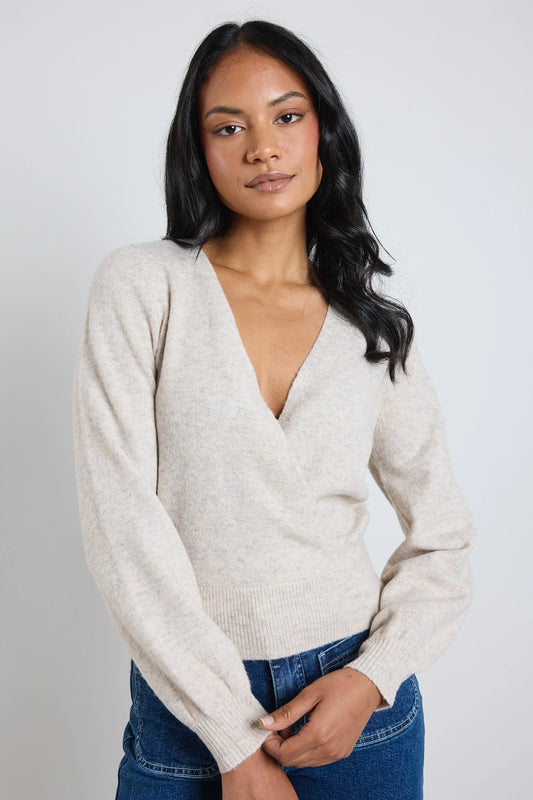 IVY + JACK Charm Oat Marle Wrap Knit Top
