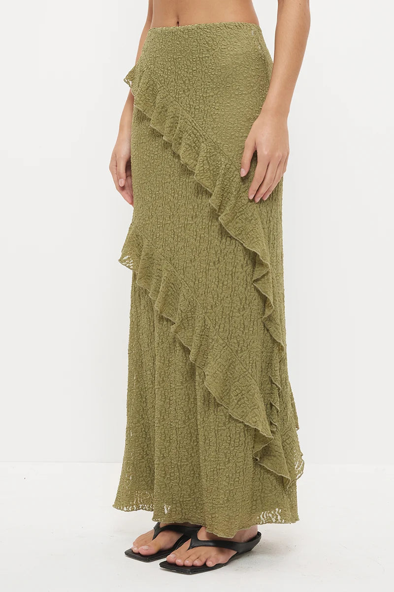 MON RENN Kira Lace Skirt Khaki
