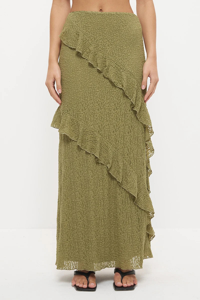 MON RENN Kira Lace Skirt Khaki