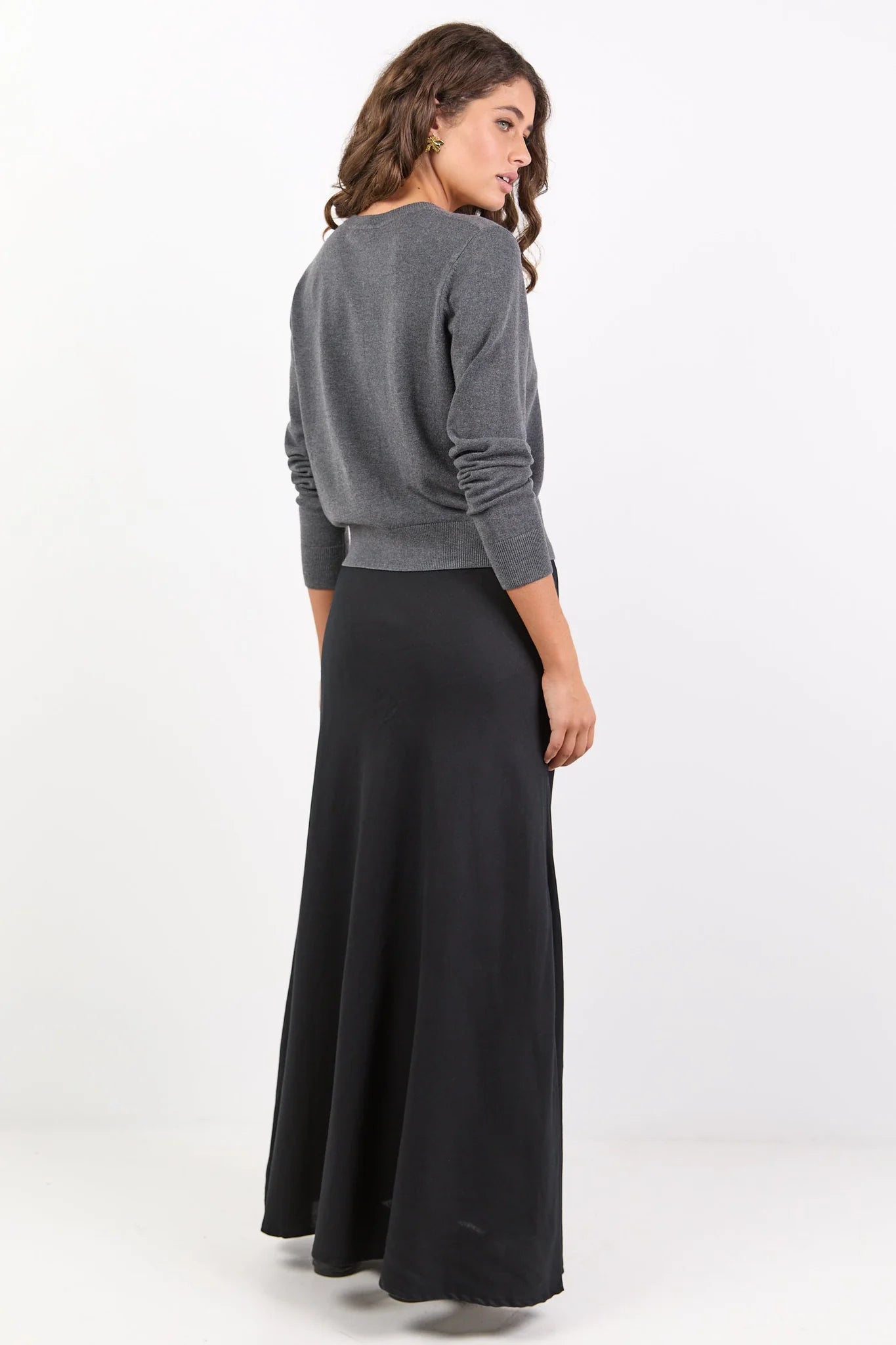 REUNION Lagos Black Linen Bias Maxi Skirt
