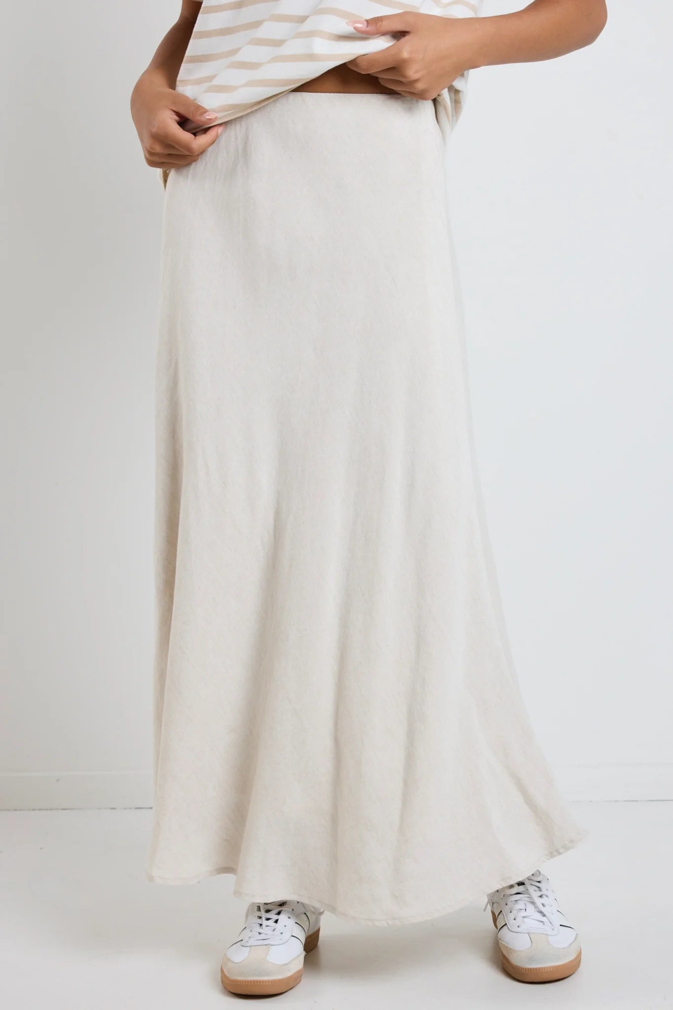 REUNION Lagos Linen Blend Skirt Natural