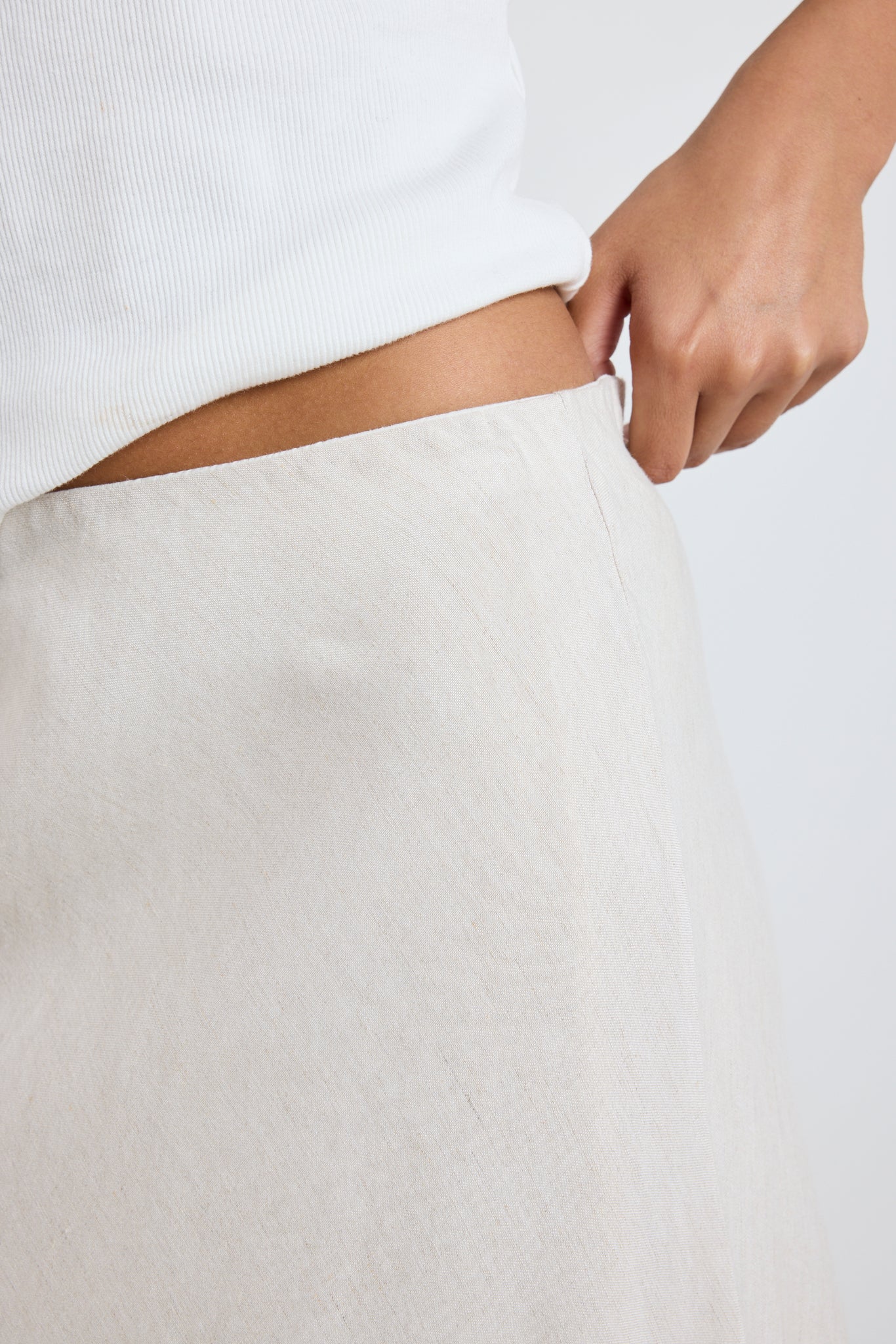 REUNION Lagos Linen Blend Skirt Natural