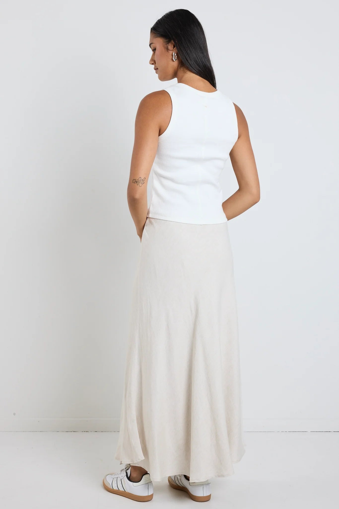 REUNION Lagos Linen Blend Skirt Natural