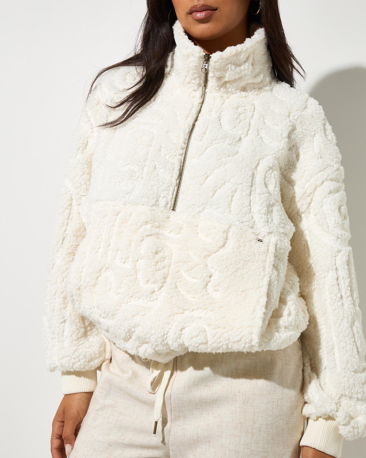 BILLABONG Le Love Half Zip Crew Salt Crystal