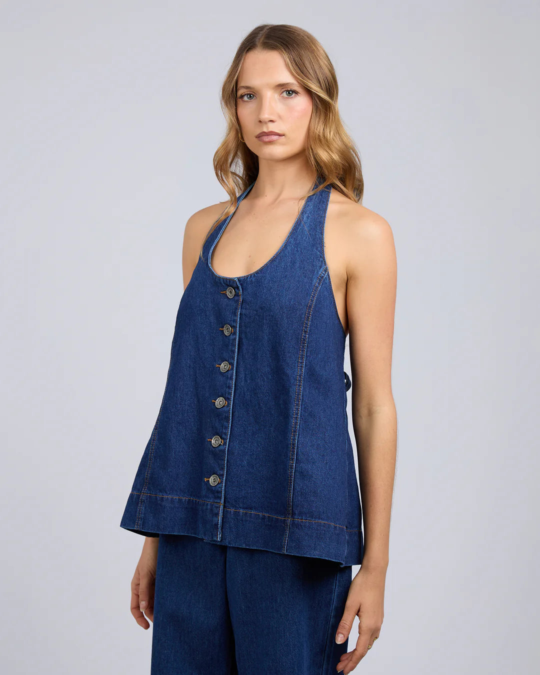 SILENT THEORY Lenni Top Indigo Denim