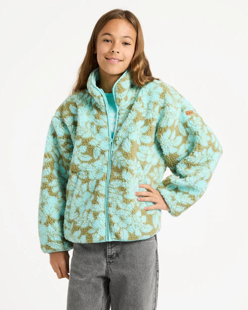 ROXY Girl Like Electricity Zip Thru Oil Green Mo MIni