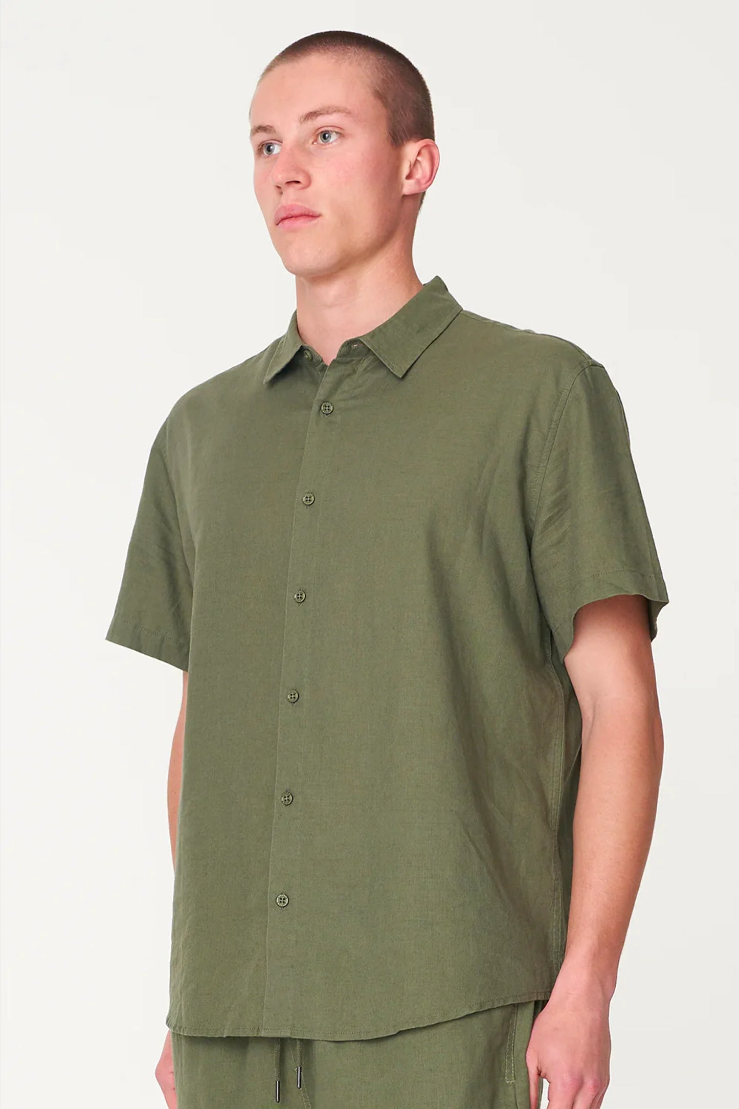 HUFFER Lin-In Short Sleeve Shirt Khaki