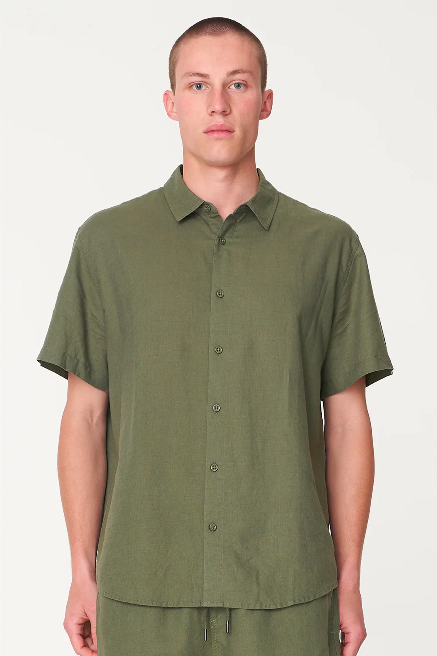 HUFFER Lin-In Short Sleeve Shirt Khaki