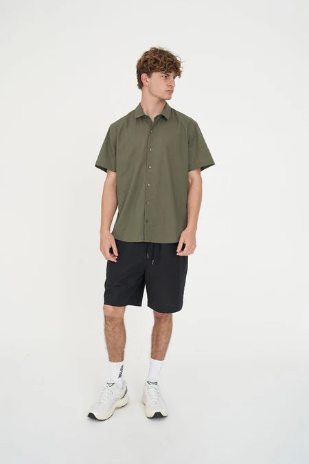 HUFFER Lin-In Short Sleeve Shirt Khaki